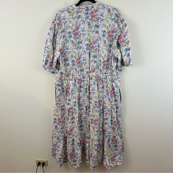 GAP Multicolor Puff Sleeve Floral Midi Shirt Dress Size XXL - Picture 10 of 11